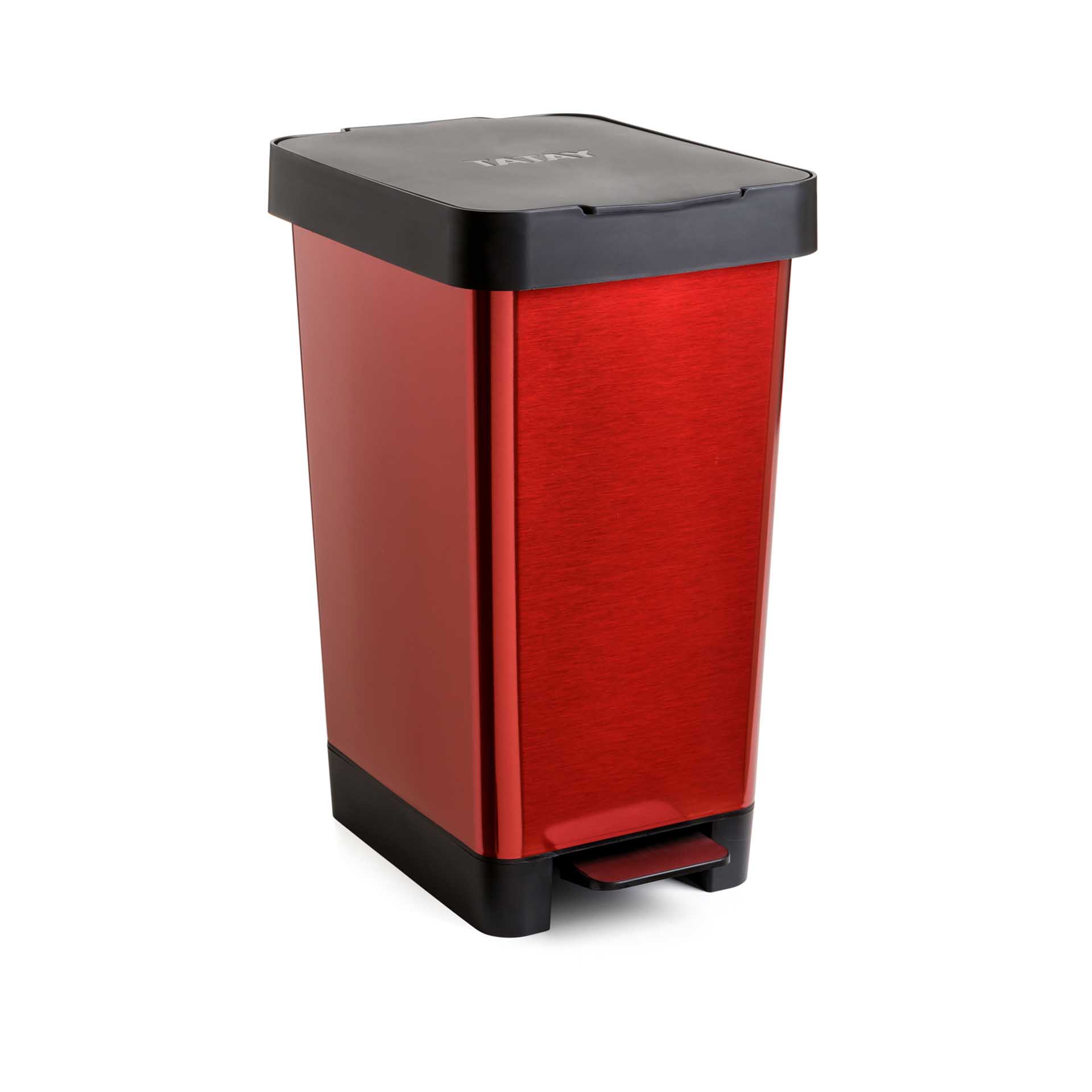 Balde com Pedal Smart Steel Vermelho 25L