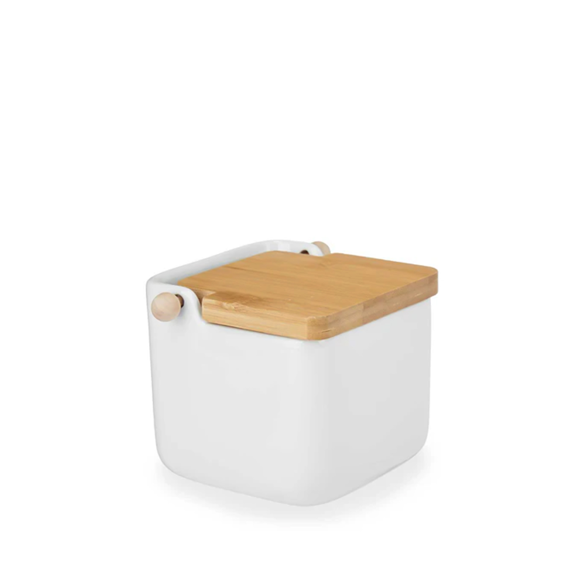 Saleiro Porcelana Tampa Bambu 800ML