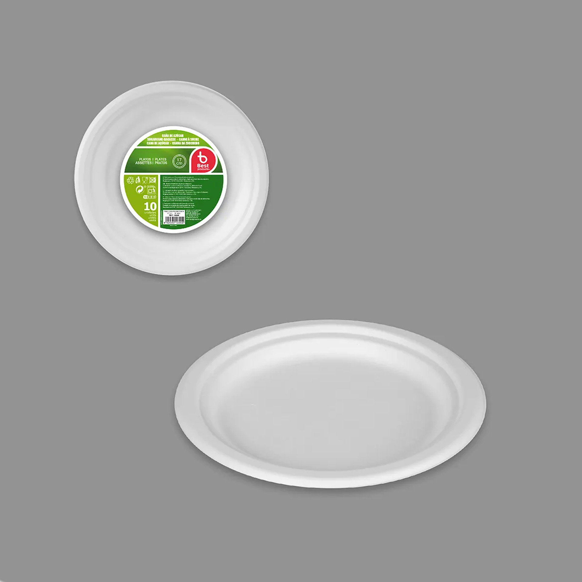 Prato Cartão Biodegradável 17CM Pack 10