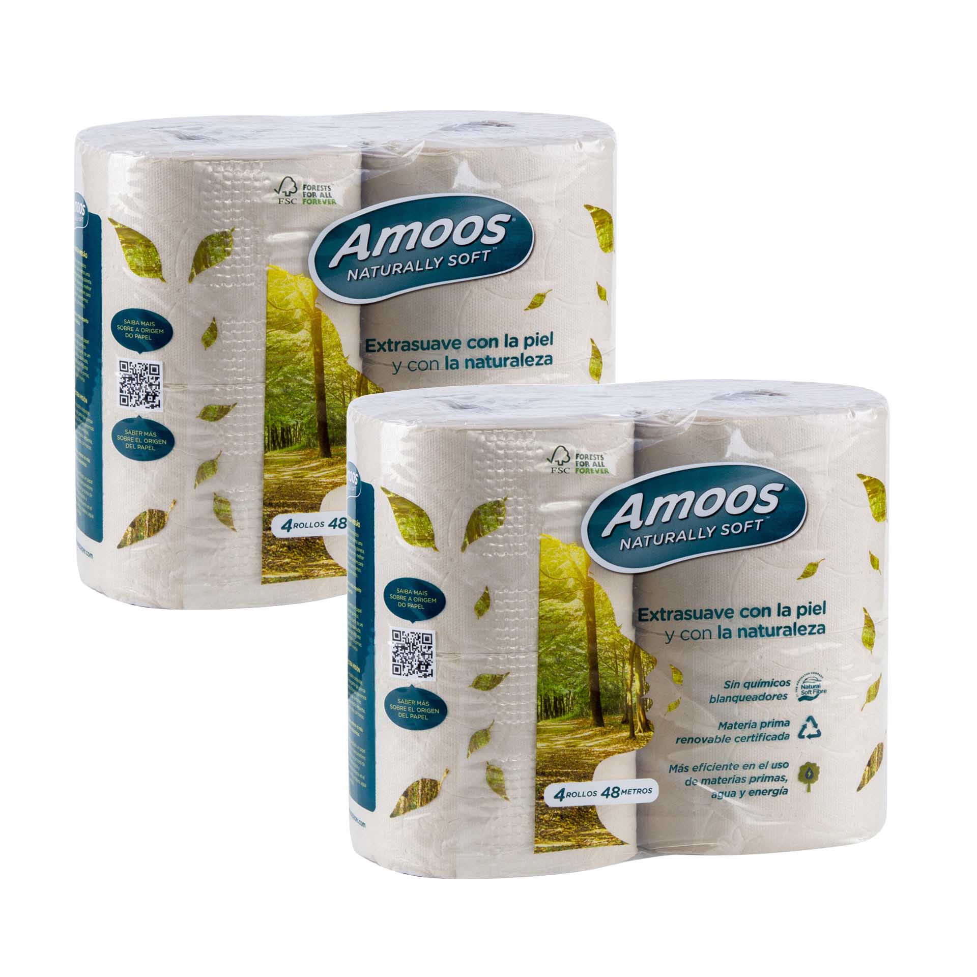 NATURALLY SOFT ROLO PAPEL HIGIÉNICO DOMÉSTICO 2F 48M PACK 4