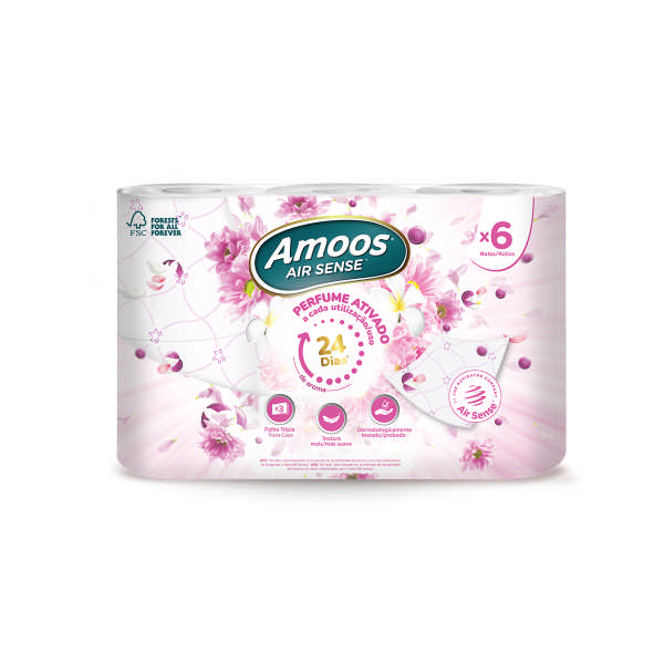 Rolo Papel Higiénico Doméstico Airsense 3 Folhas Pack 6