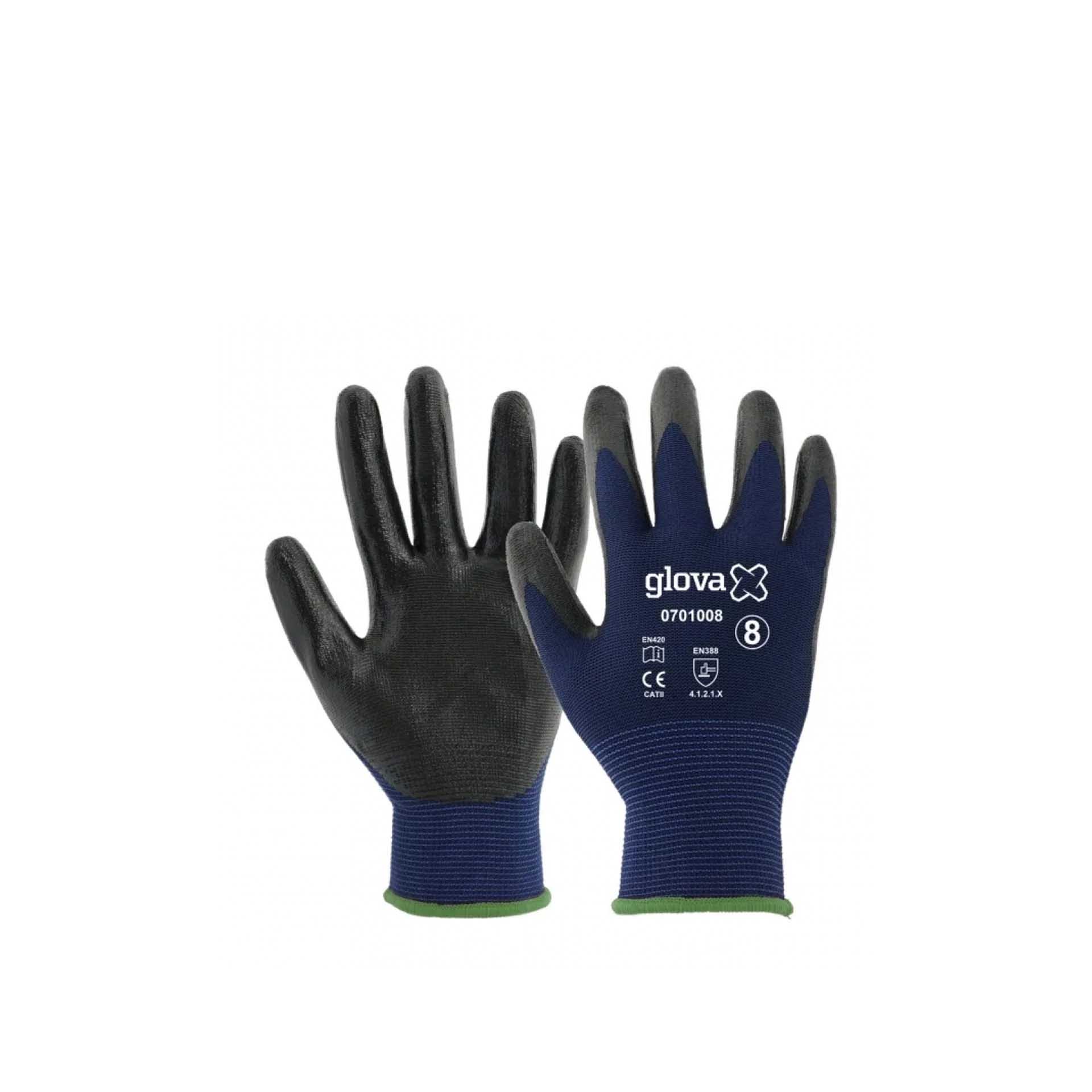 Luva Nylon com Nitrilo Preto L N.8