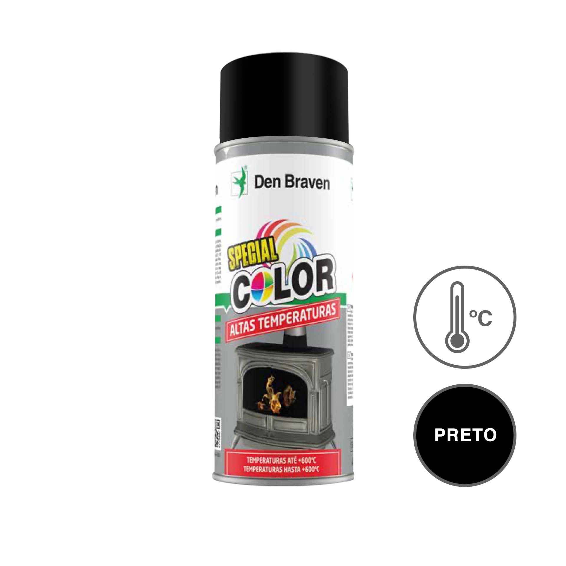 DEN BRAVEN SPRAY ACRILICO ALTAS TEMPERATURAS PRETO 400ML