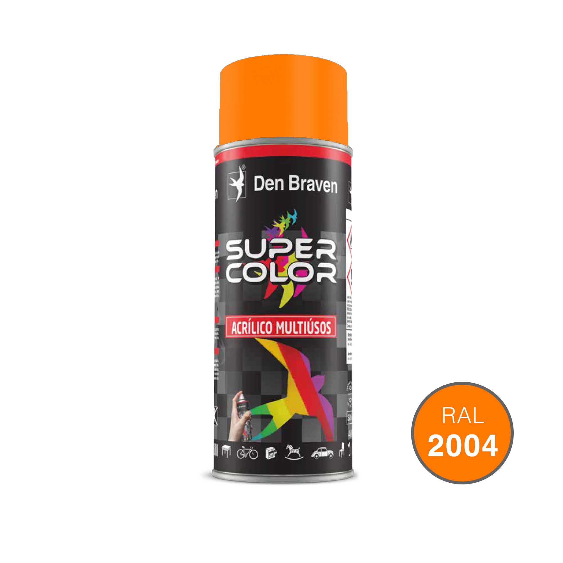 DEN BRAVEN SPRAY ACRILICO MULTIUSOS LARANJA PURO 400ML