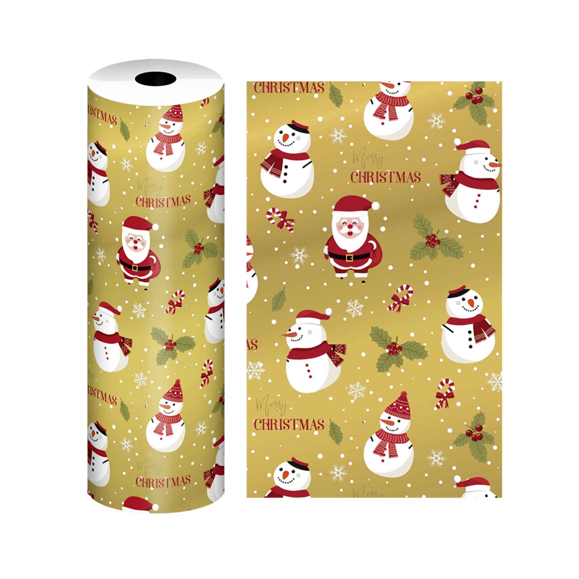Bobine Papel Embrulho Celuloso Natal 4KG/62CM Dourado