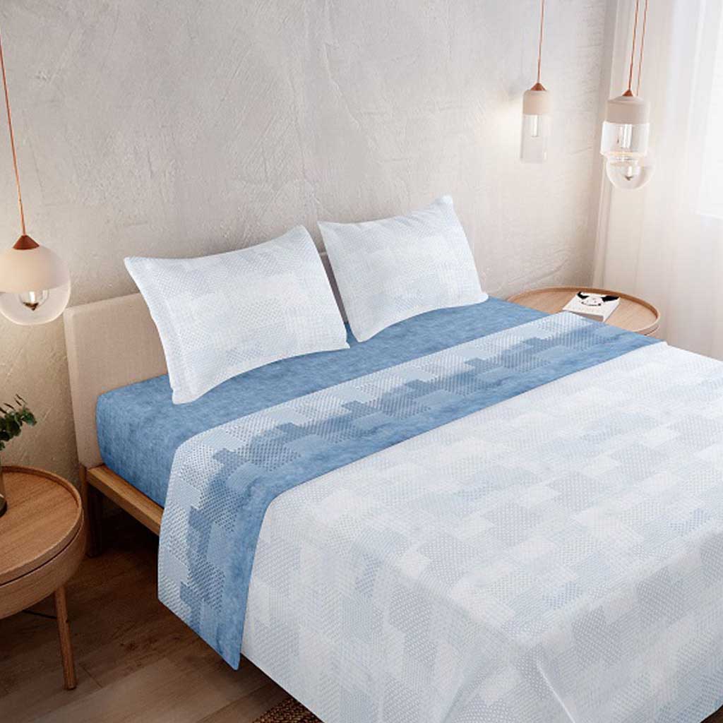 AMO CORALINA JOGO CAMA DESENHO 95 AZUL 280X290CM