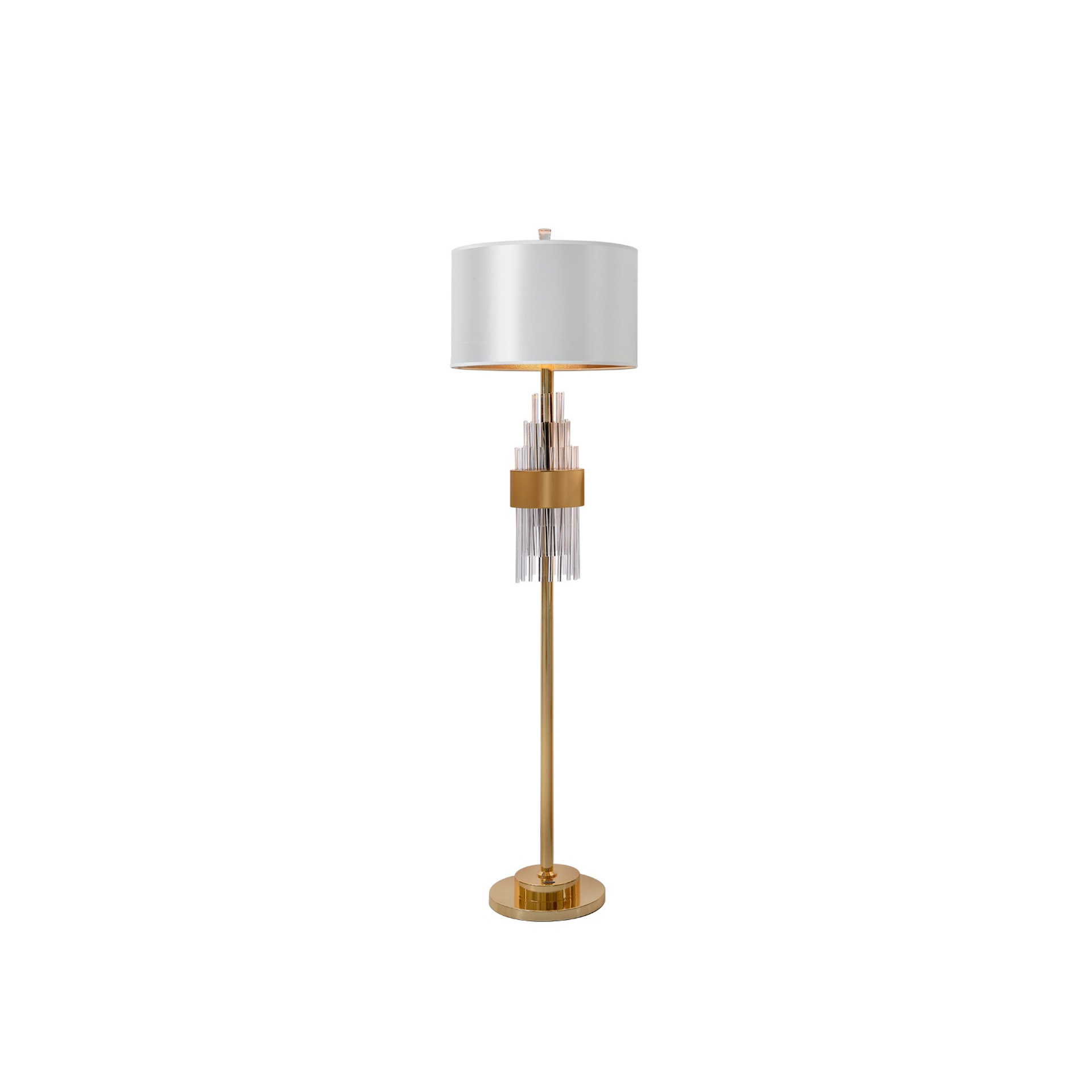 Candeeiro Chão com Abatjour Oriente Dourado 40X170cm