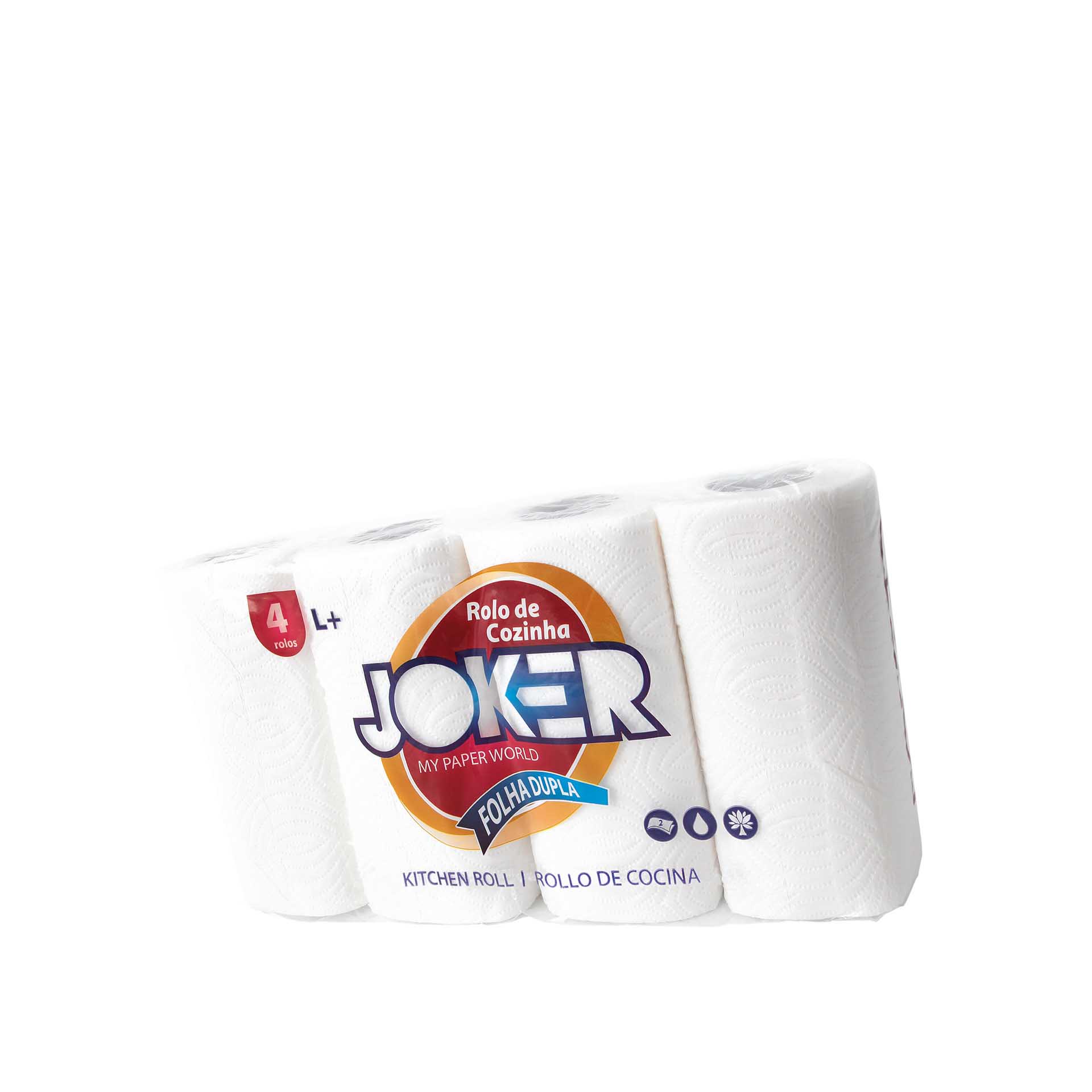 Rolo Cozinha Laminado Joker 2 Folhas 45 Serviços 10M Pack 4