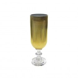 Porta Velas Cristal com P Redondo Dourado 11.5X35cm