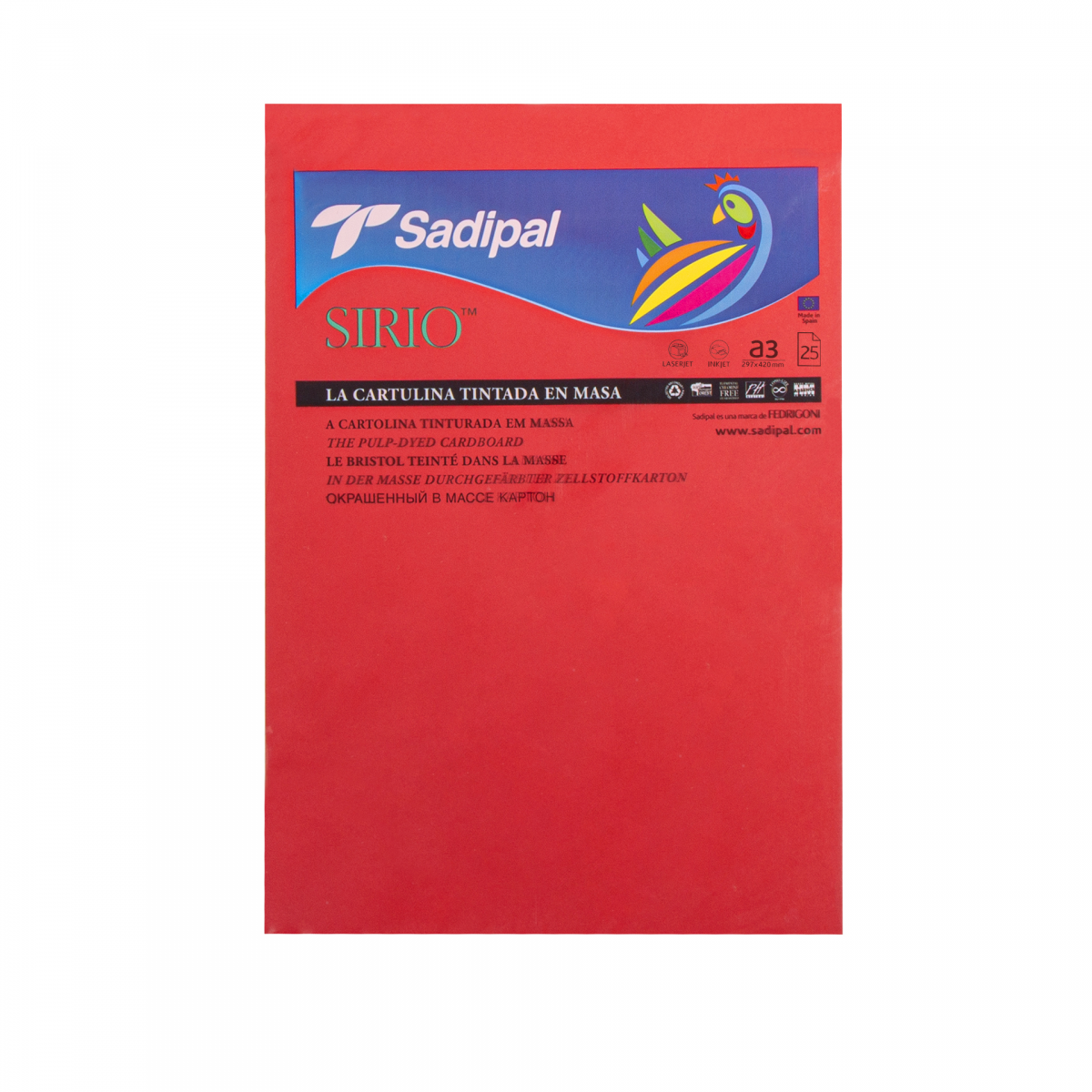 Folha Cartolina Sirio Sadipal A3 Vermelho 29.7X42cm - 62.02.05.0831 ...