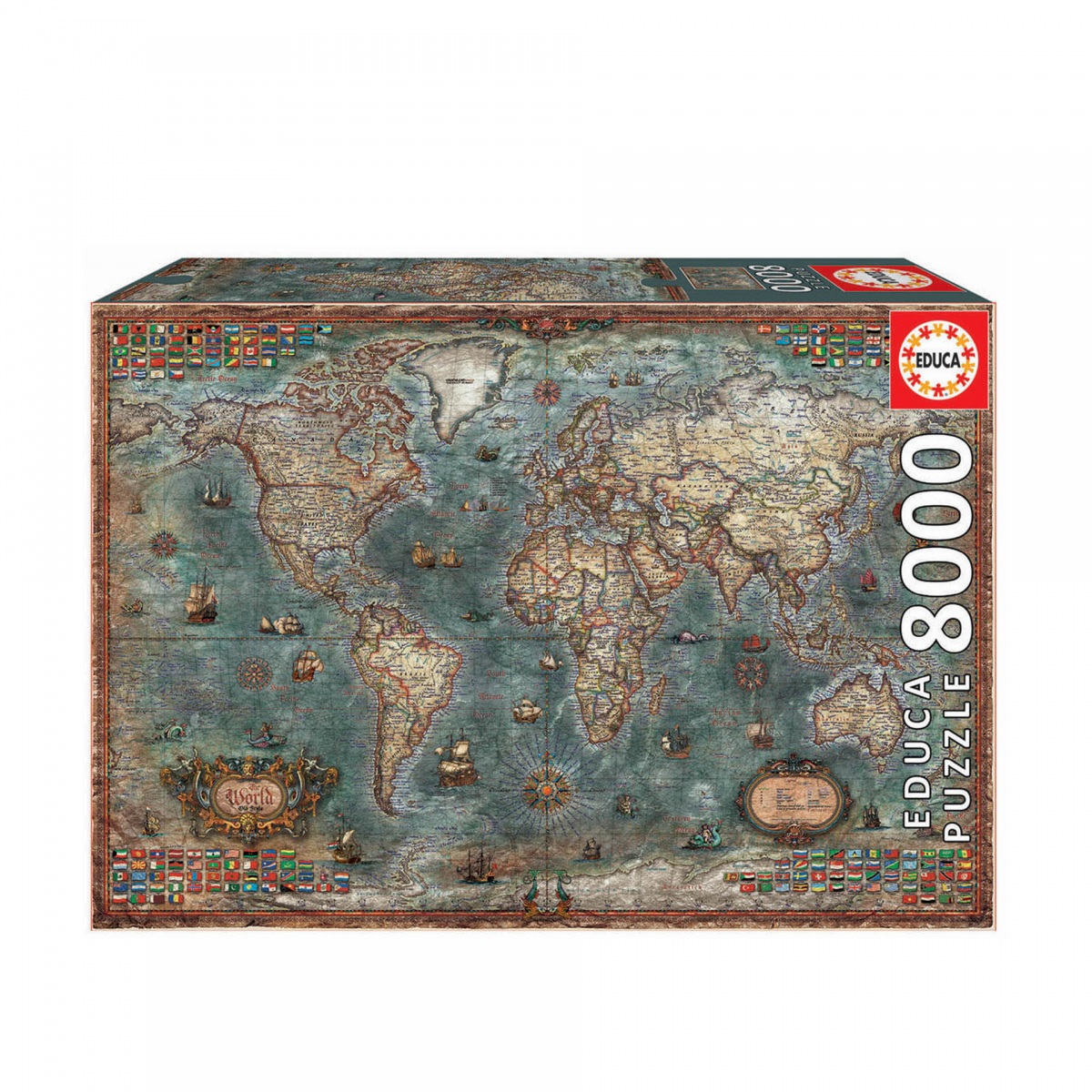 Puzzle Educa 8000 Peças Mapa Histórico Mundo - 64.02.01.0835.0173-UNC